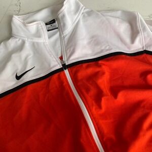 Nike Dri-Fit Track Jacket XL – Orange & White Full Zip Athletic